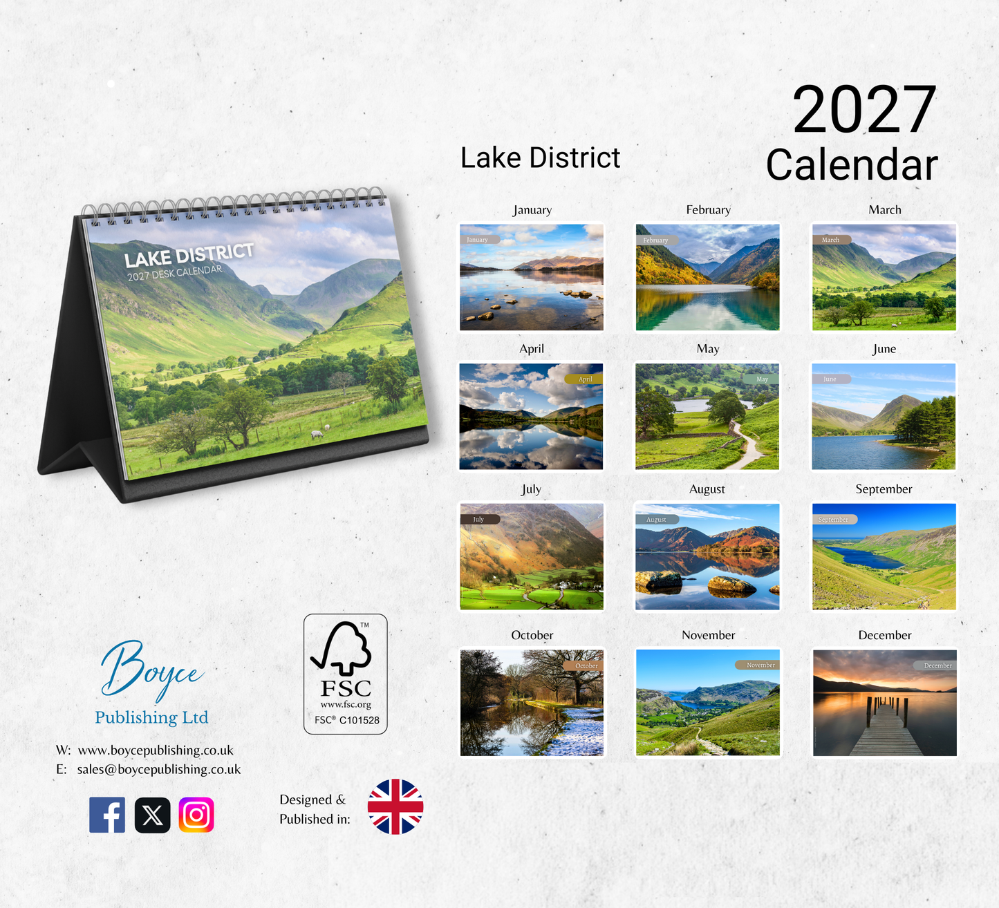 Lake District Desk Calendar 2027-2028