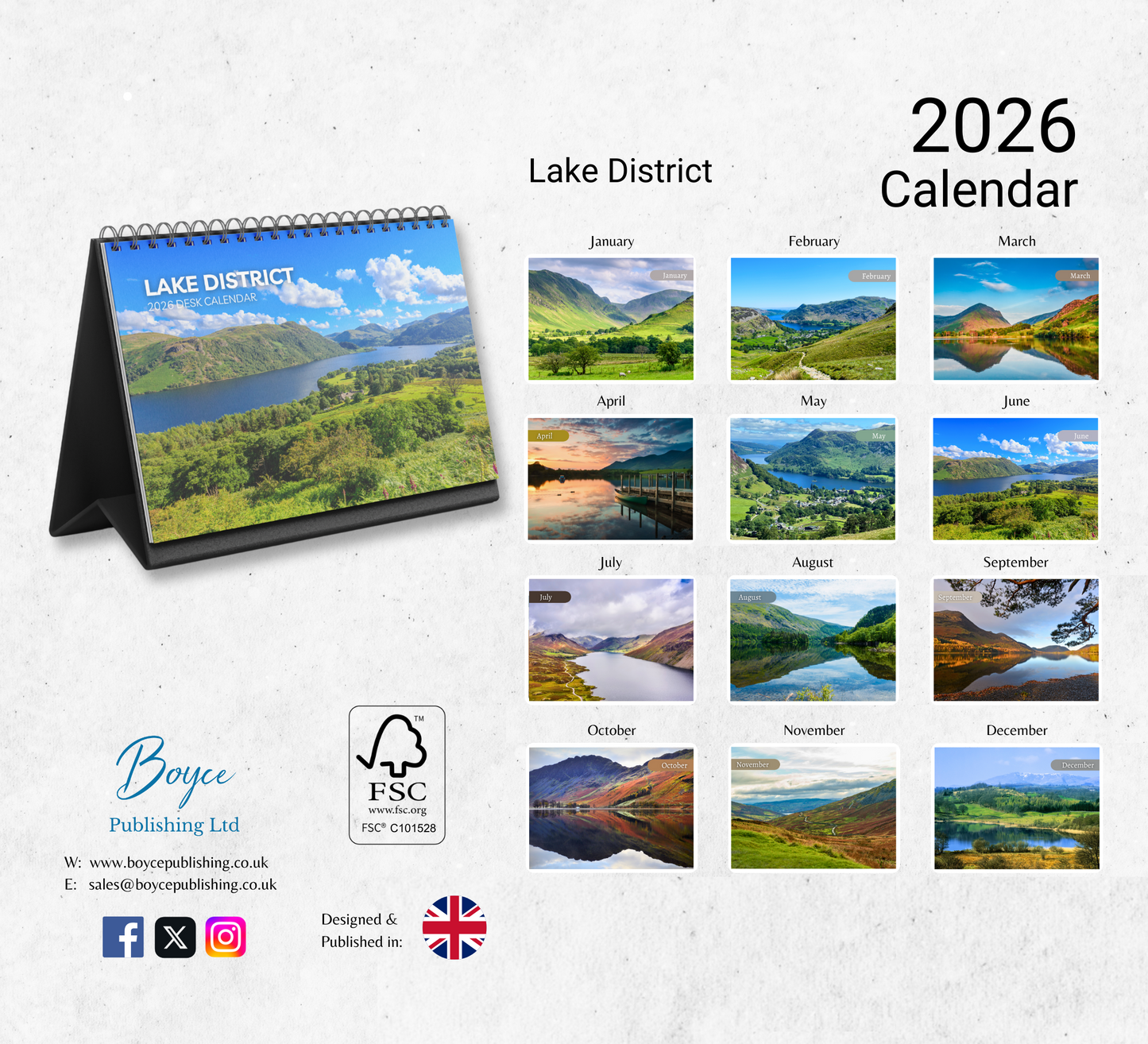 Lake District Desk Calendar 2026-2027
