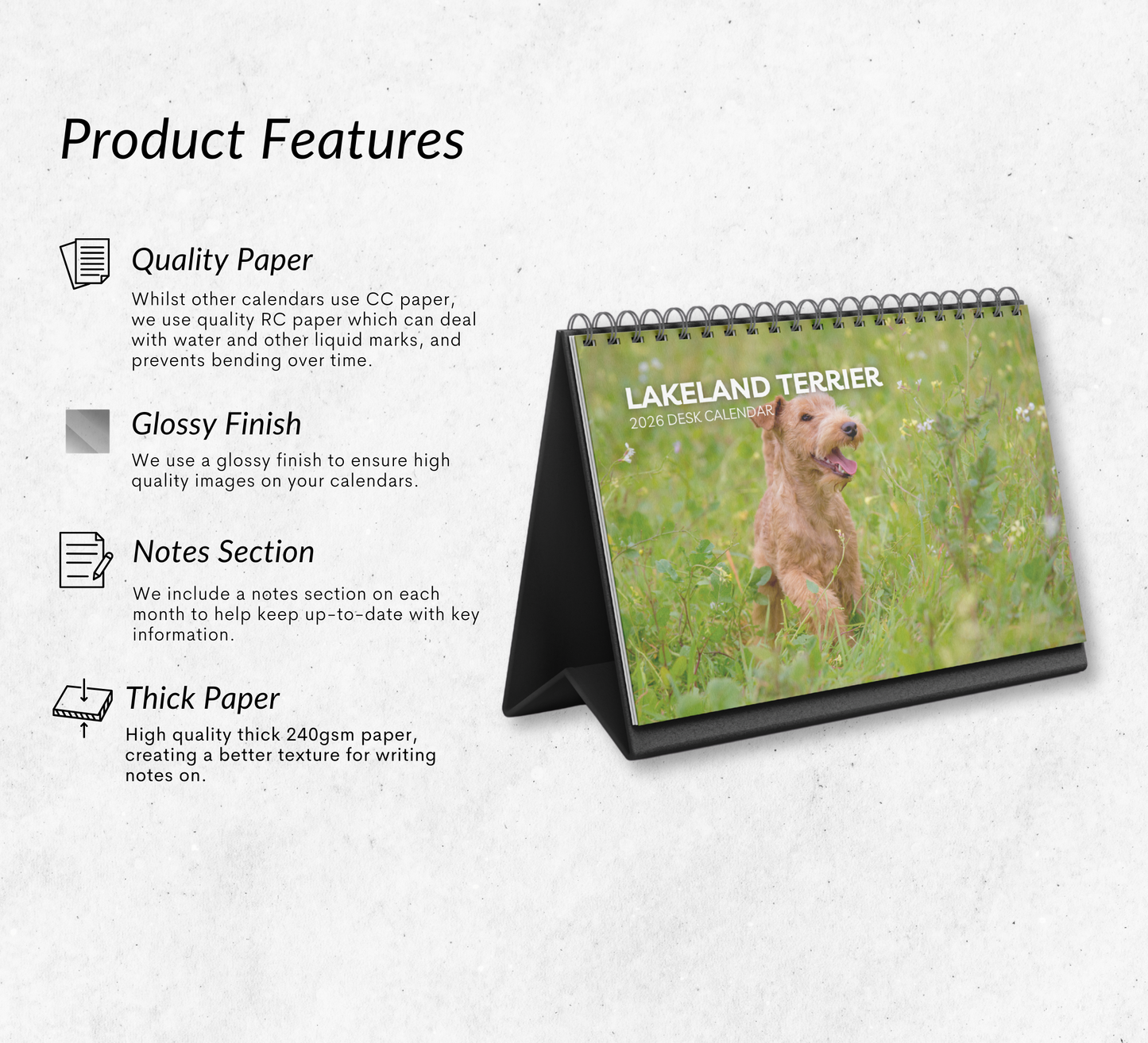 Lakeland Terrier Desk Calendar 2026-2027