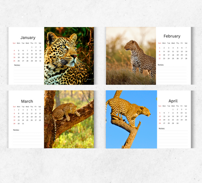 Leopard Desk Calendar 2026-2027