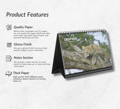 Leopard Desk Calendar 2026-2027