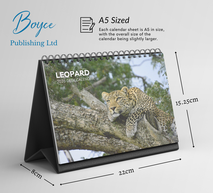 Leopard Desk Calendar 2026-2027