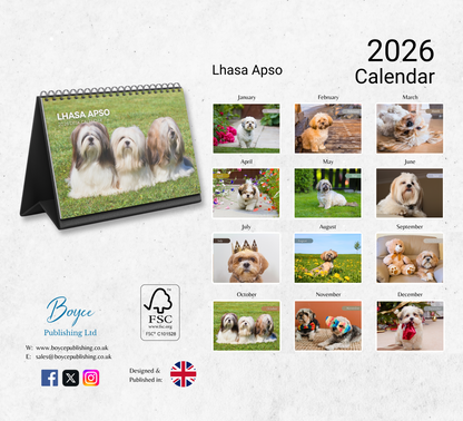 Lhasa Apso Desk Calendar 2026-2027