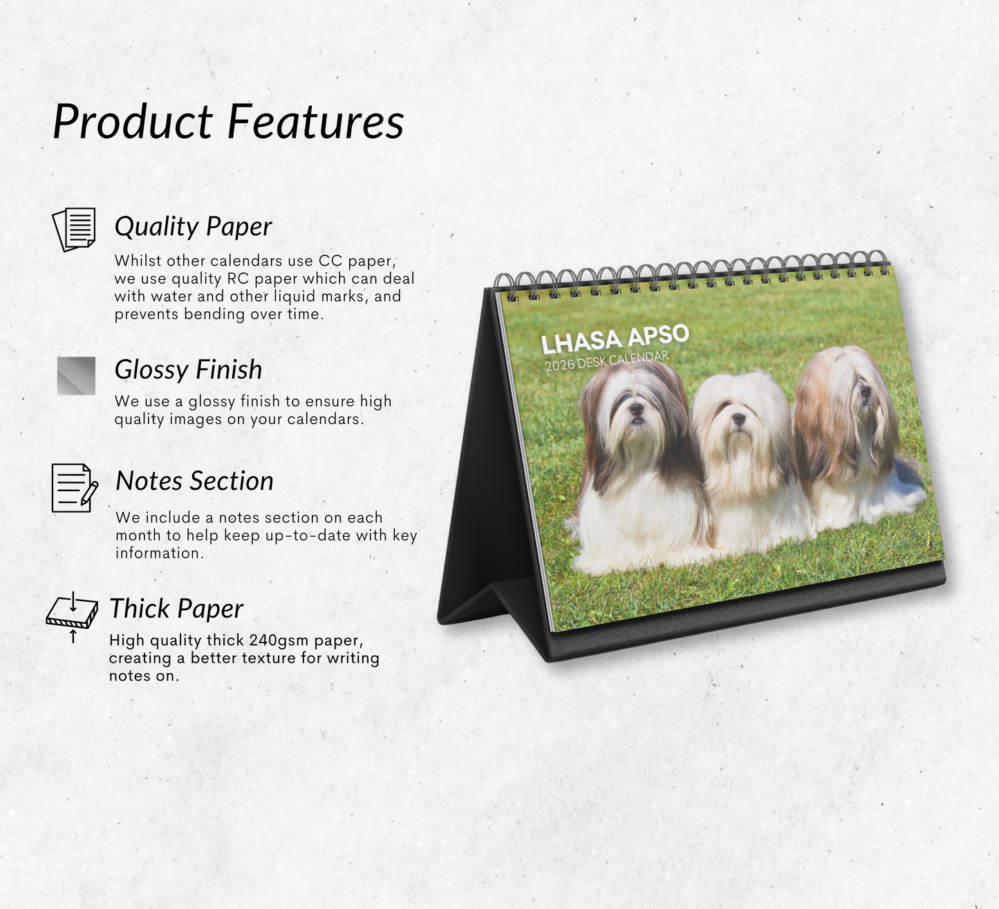 Lhasa Apso Desk Calendar 2026-2027