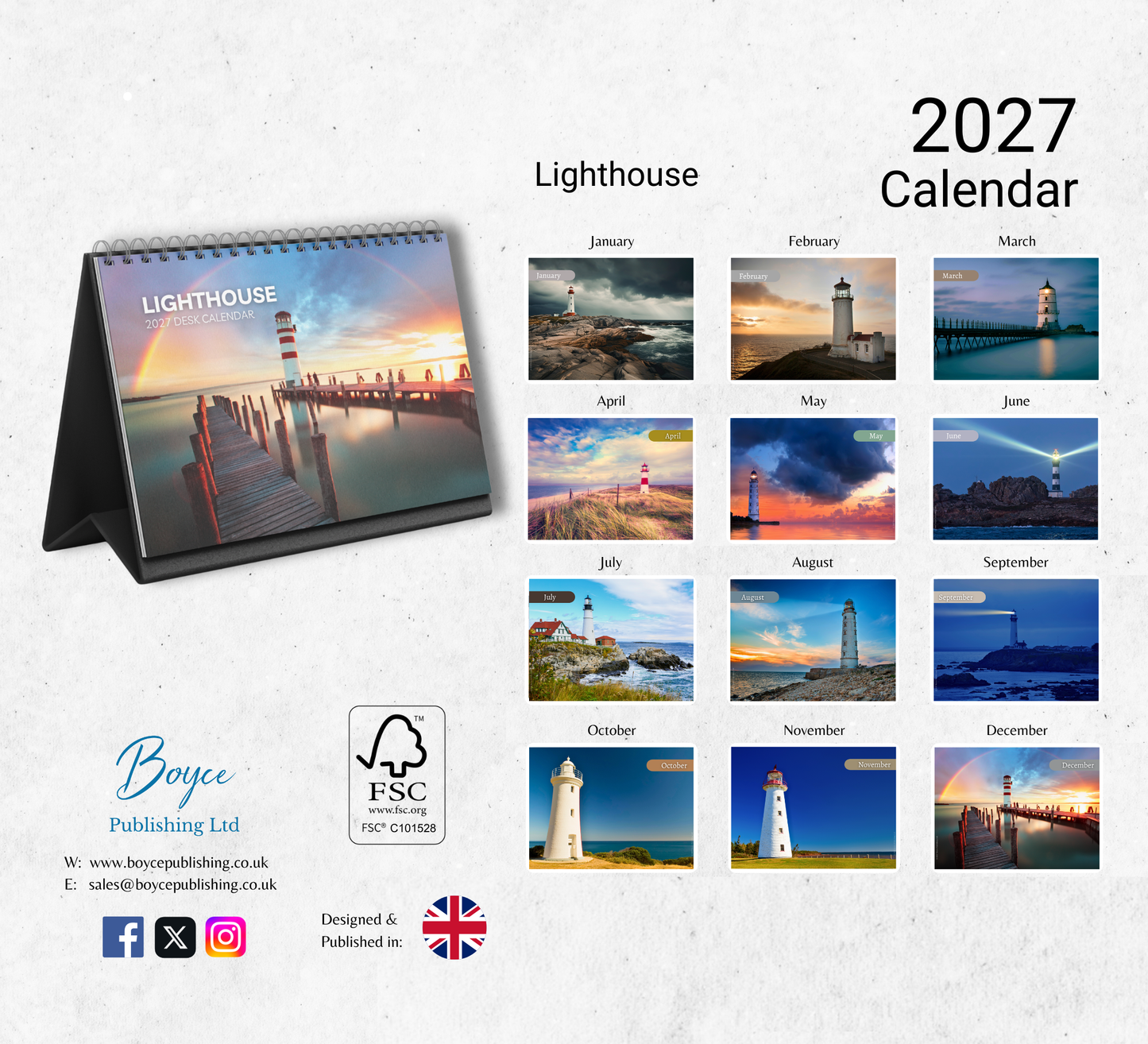 Lighthouse Desk Calendar 2027-2028