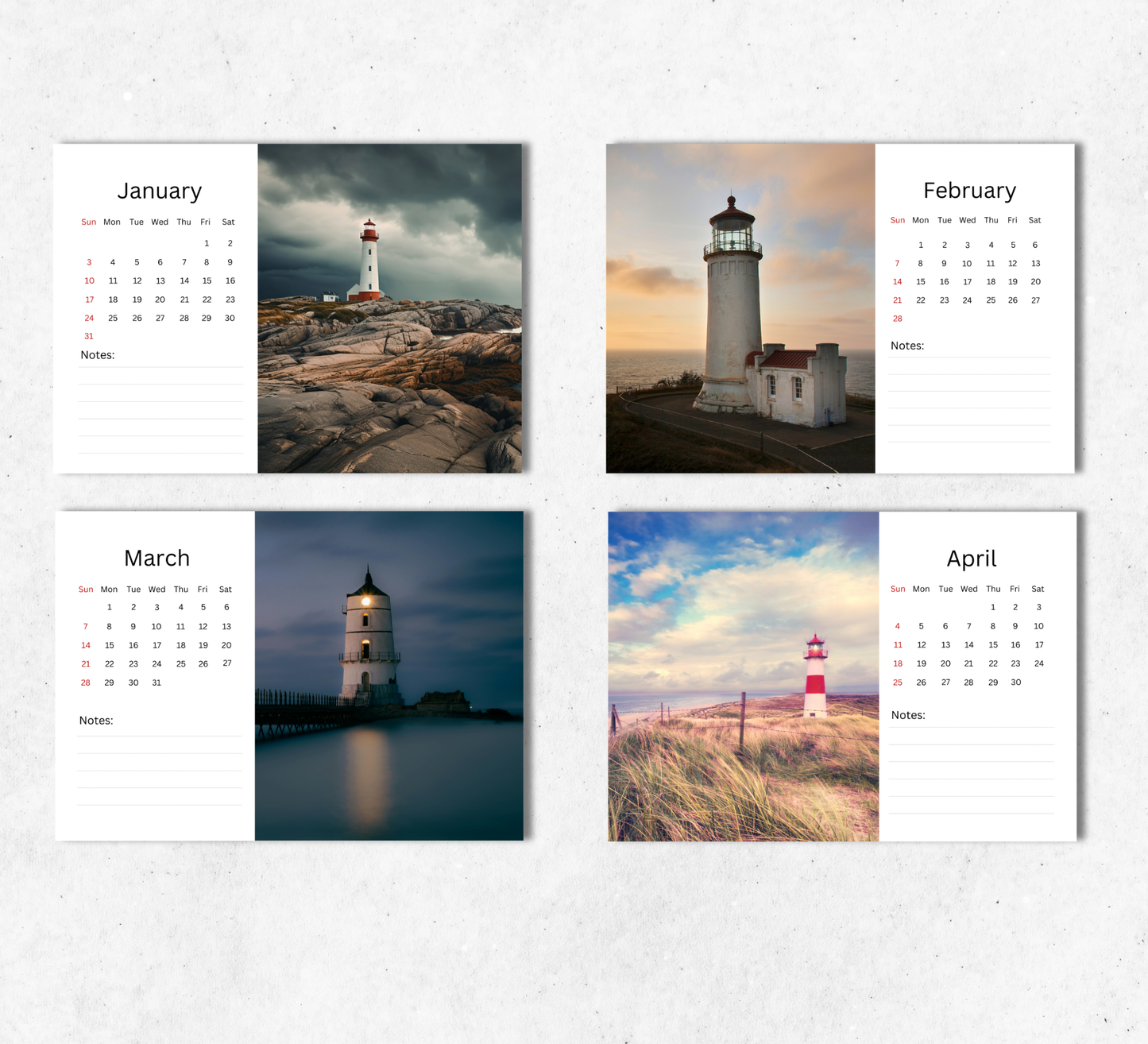 Lighthouse Desk Calendar 2027-2028
