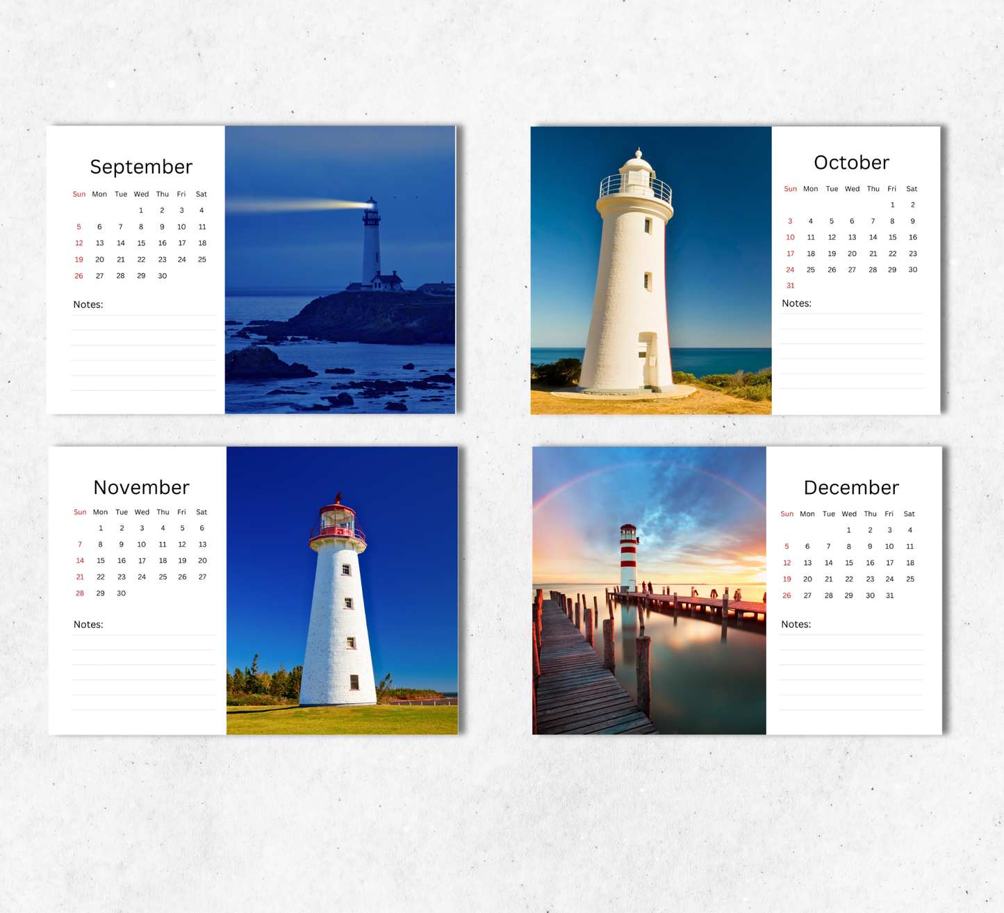 Lighthouse Desk Calendar 2027-2028