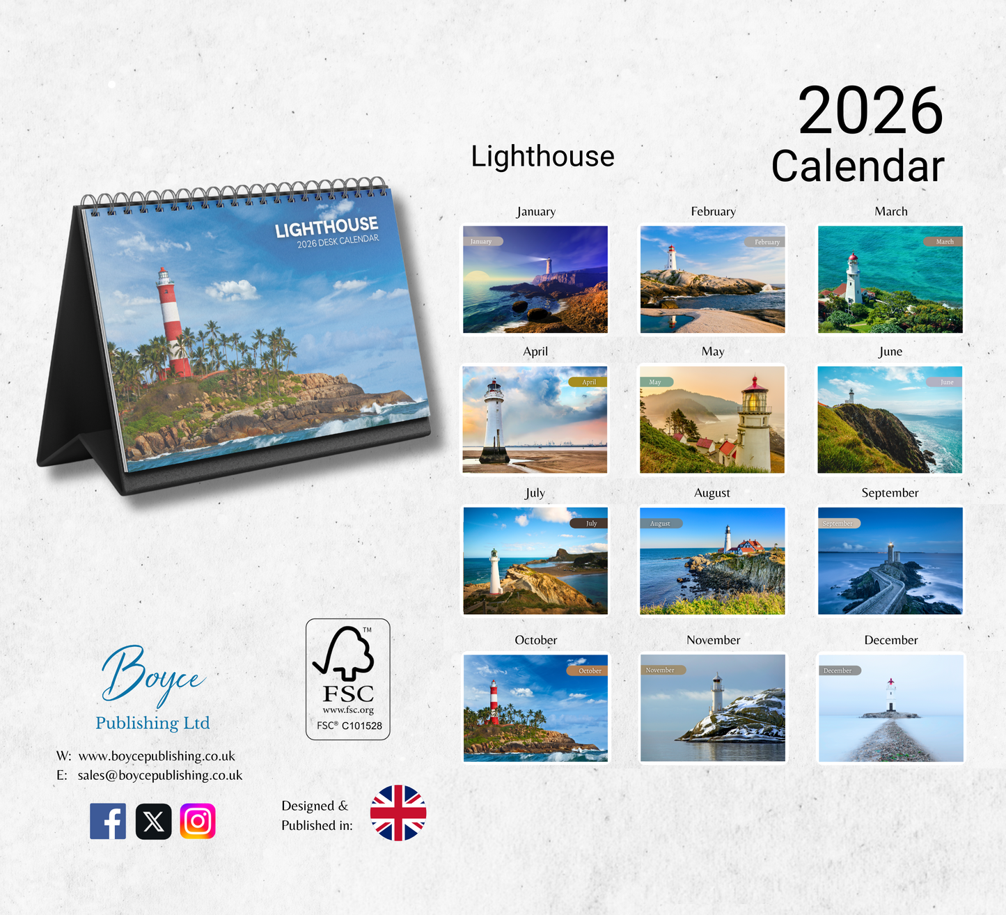 Lighthouse Desk Calendar 2026-2027