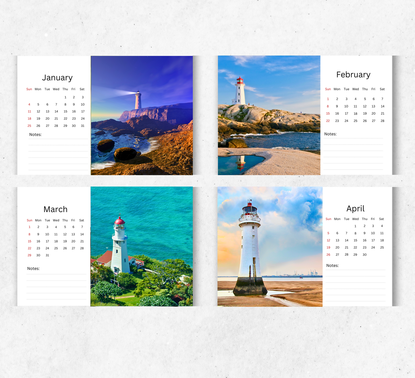 Lighthouse Desk Calendar 2026-2027