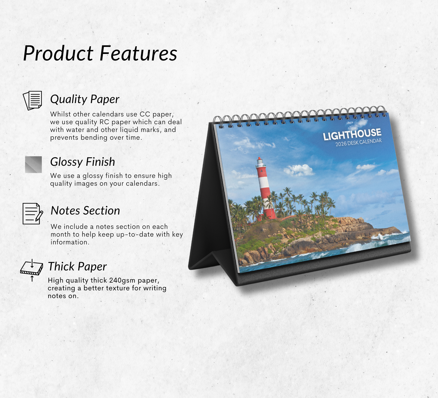 Lighthouse Desk Calendar 2026-2027
