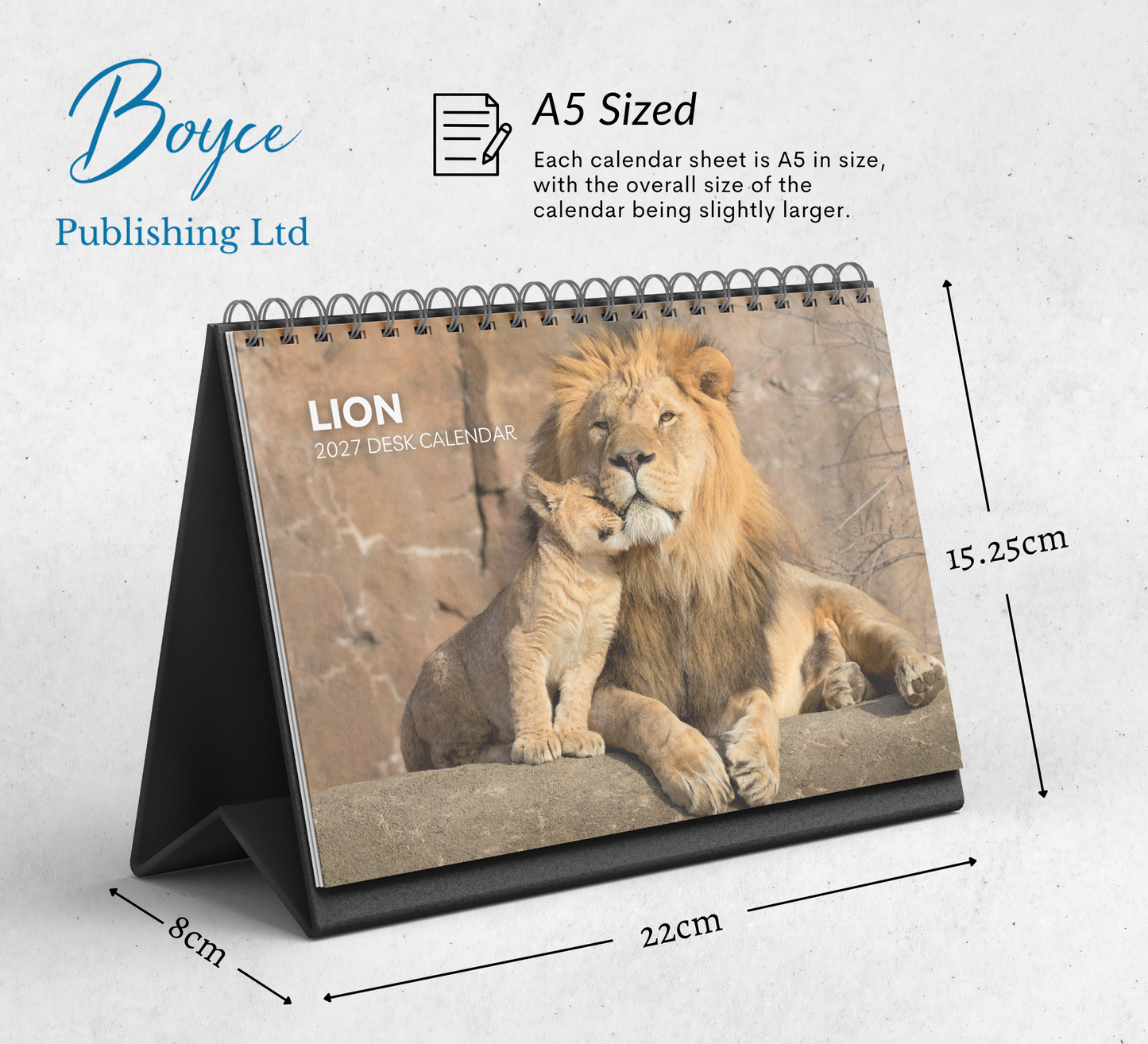 Lion Desk Calendar 2027-2028