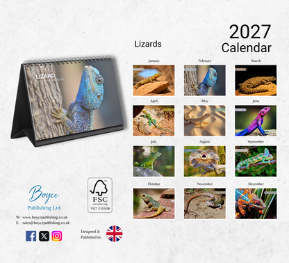 Lizard Desk Calendar 2027-2028