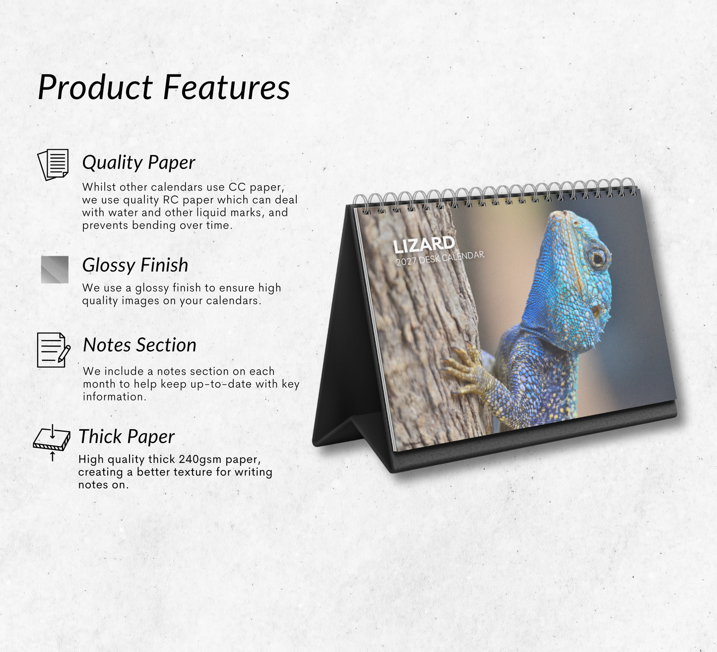Lizard Desk Calendar 2027-2028