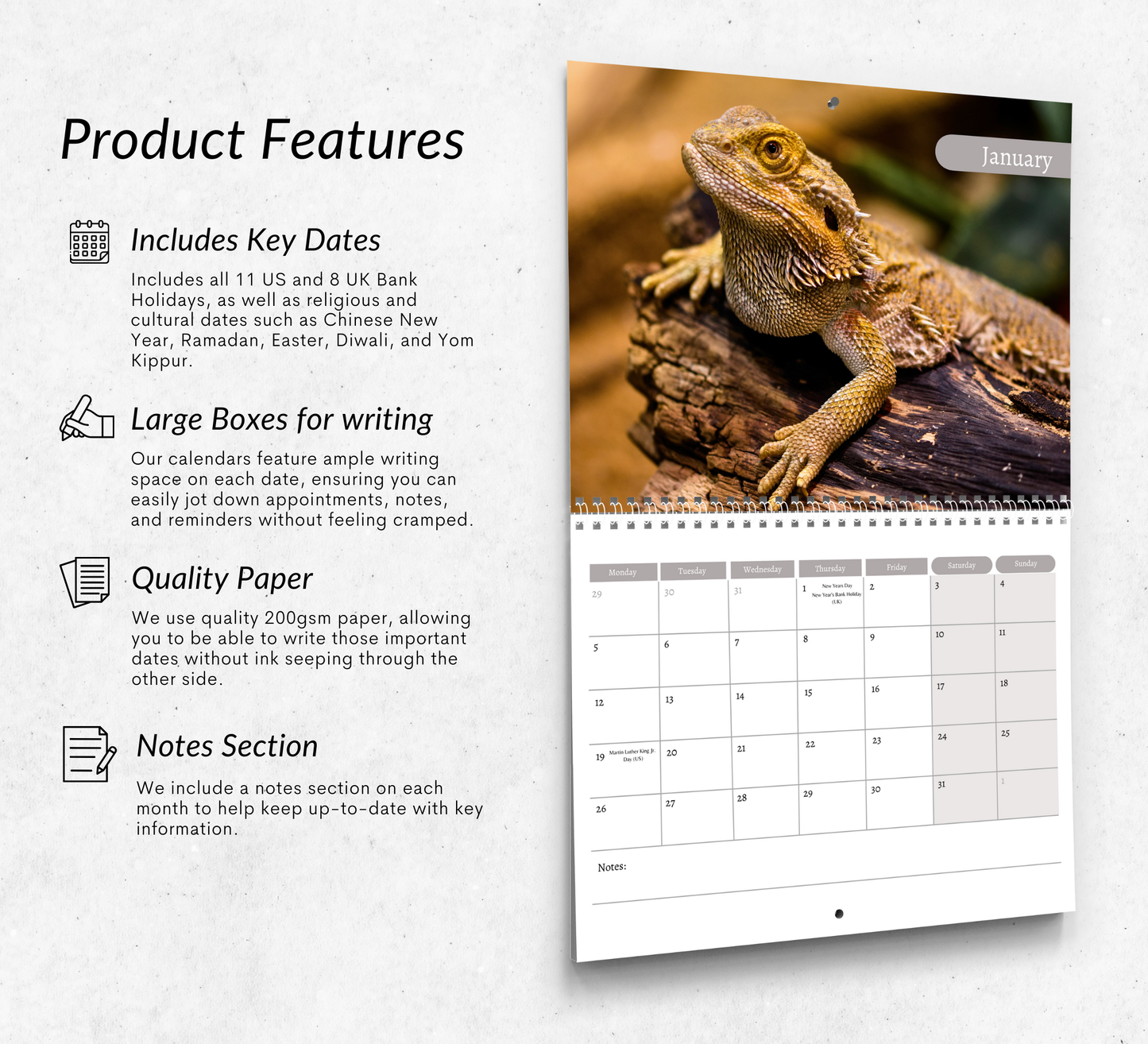 Lizard Calendar 2026