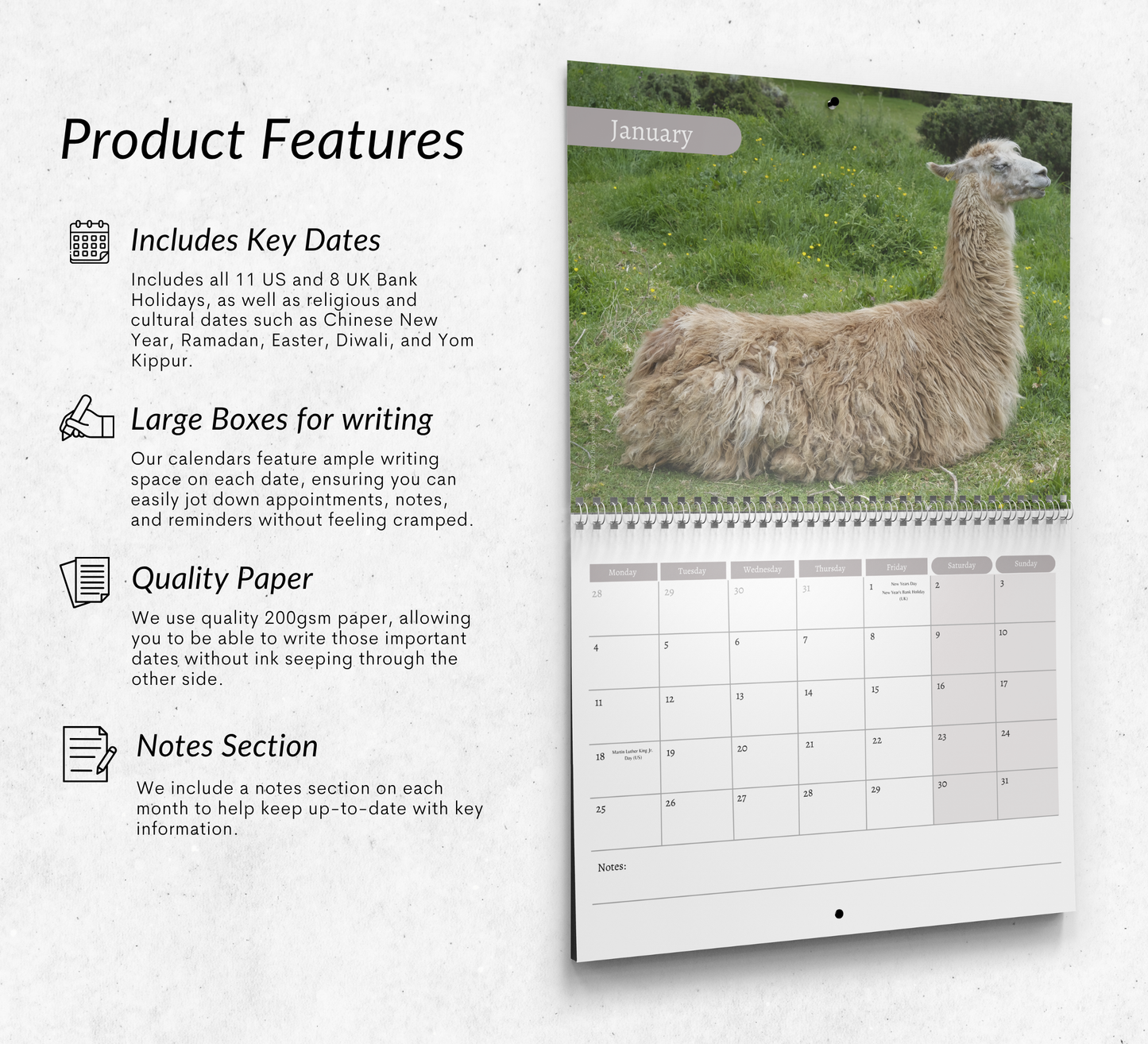 Llama Calendar 2027