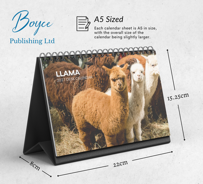 Llama Desk Calendar 2027-2028