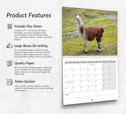 Llama Calendar 2026