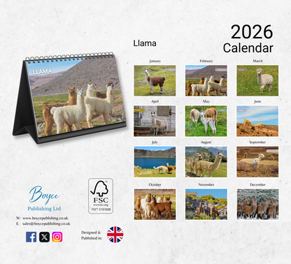 Llama Desk Calendar 2026-2027