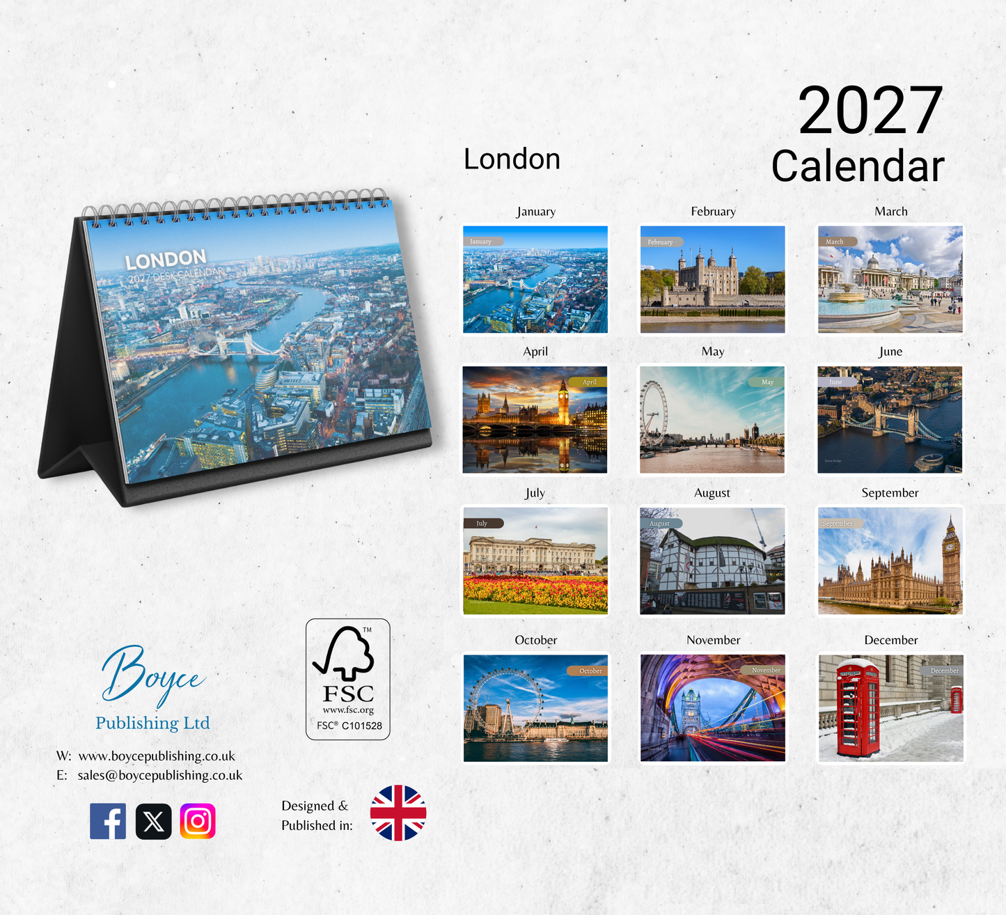 London Desk Calendar 2027-2028