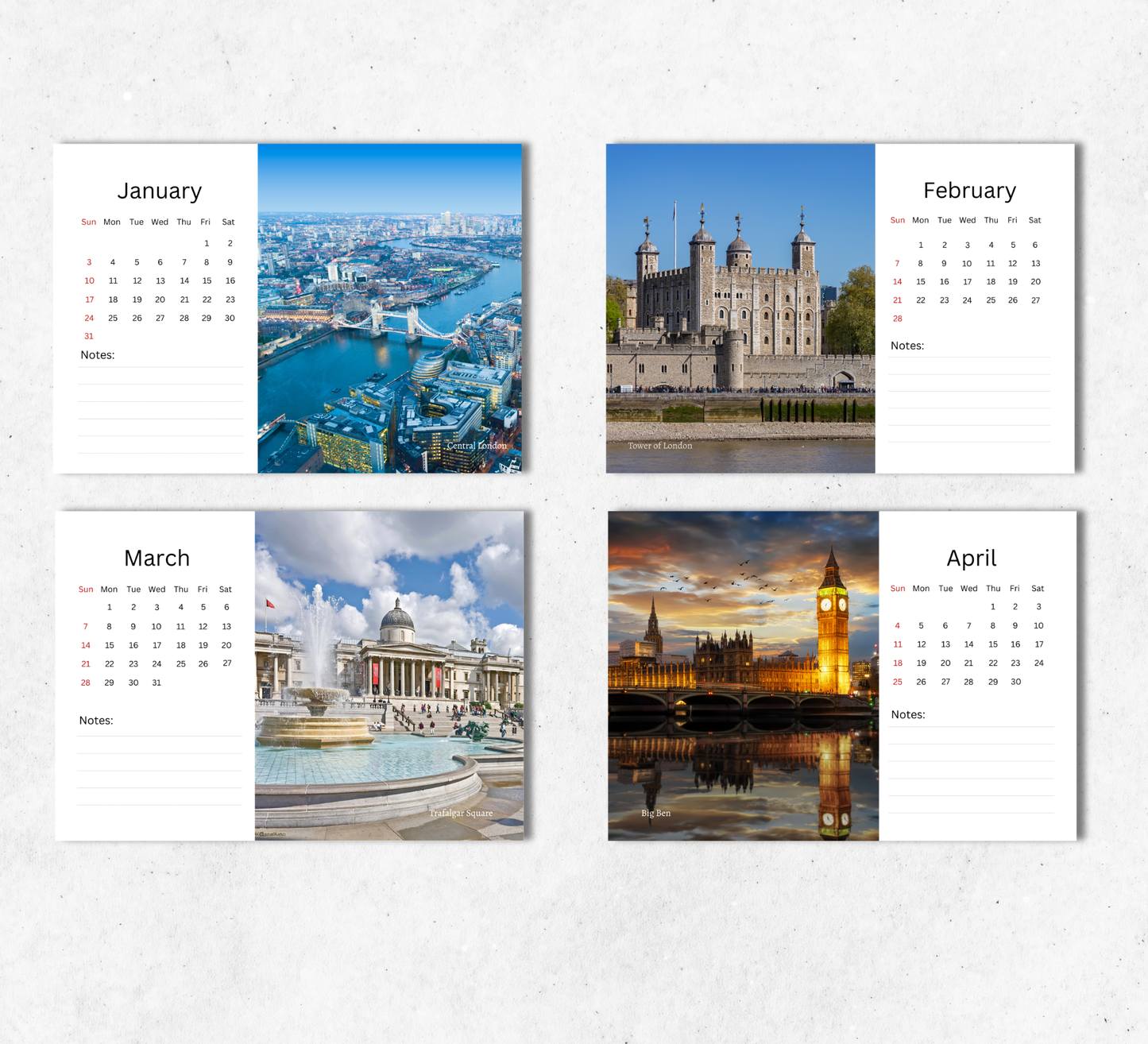 London Desk Calendar 2027-2028