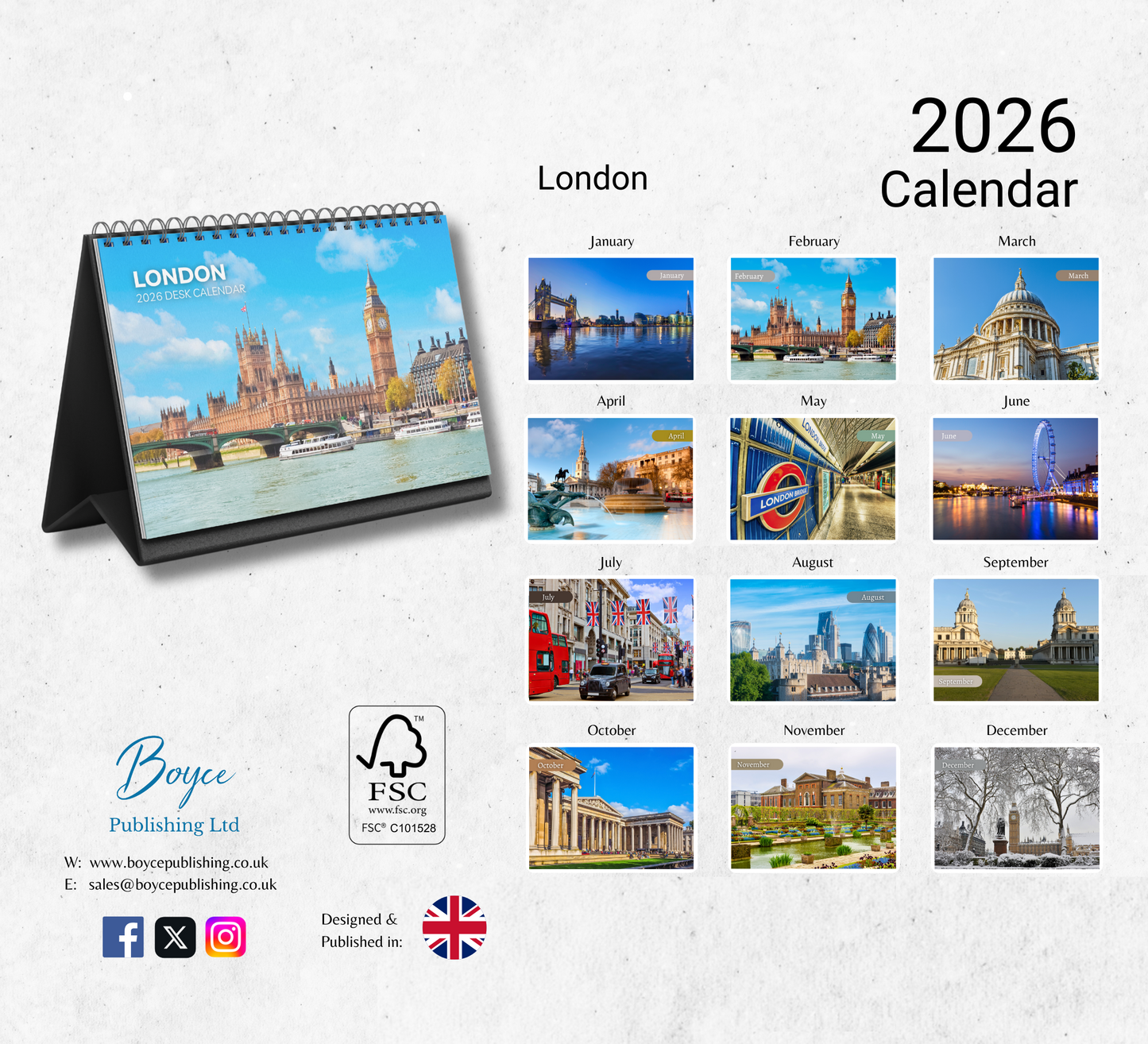 London Desk Calendar 2026-2027