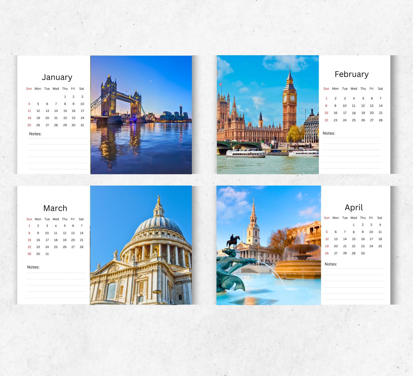 London Desk Calendar 2026-2027