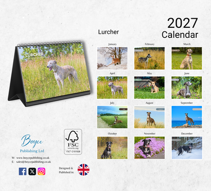Lurcher Desk Calendar 2027-2028