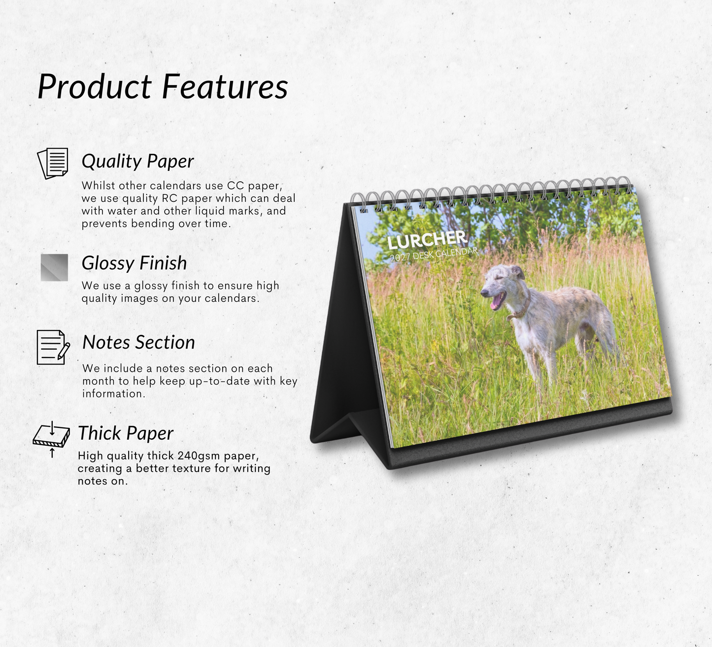 Lurcher Desk Calendar 2027-2028