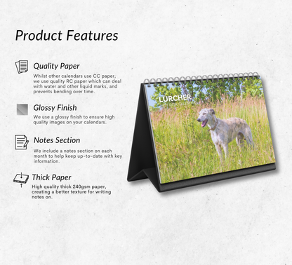Lurcher Desk Calendar 2027-2028