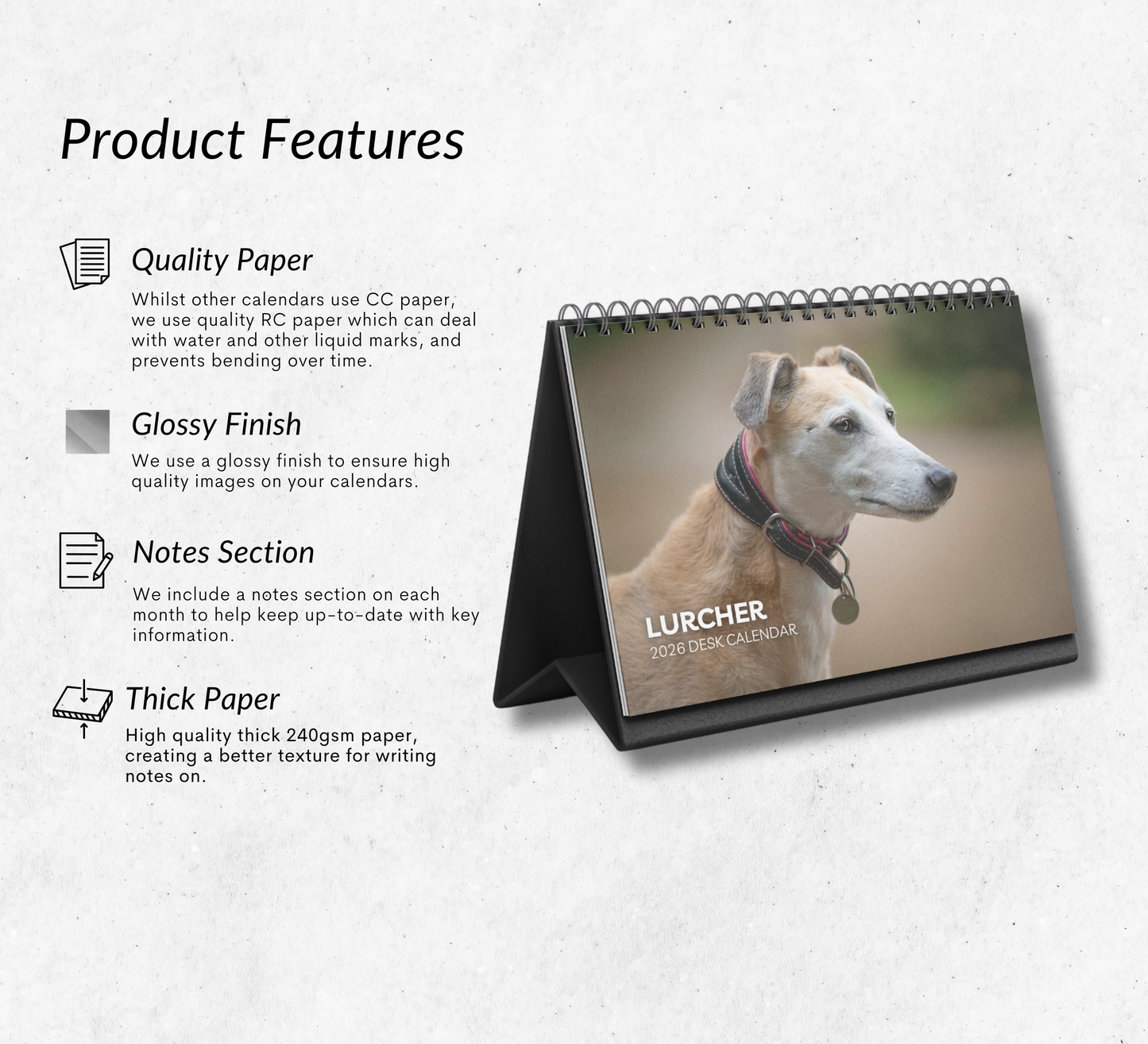 Lurcher Desk Calendar 2026-2027
