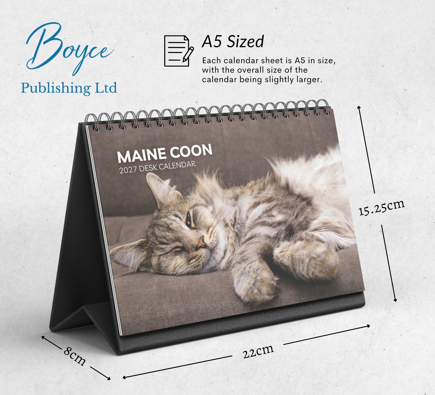Maine Coon Desk Calendar 2027-2028