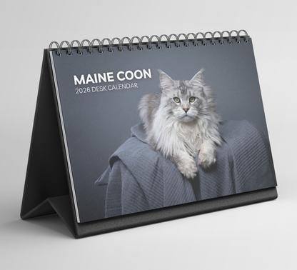 Maine Coon Desk Calendar 2026-2027