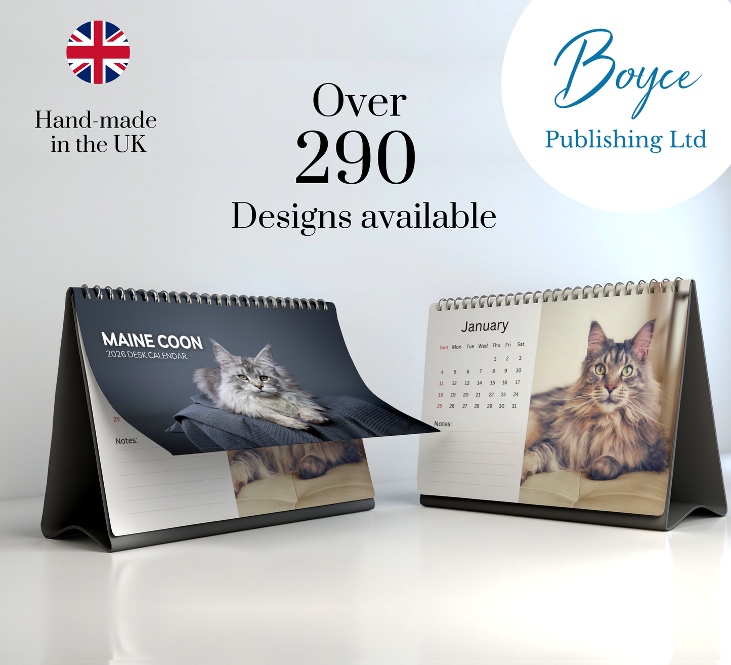 Maine Coon Desk Calendar 2026-2027