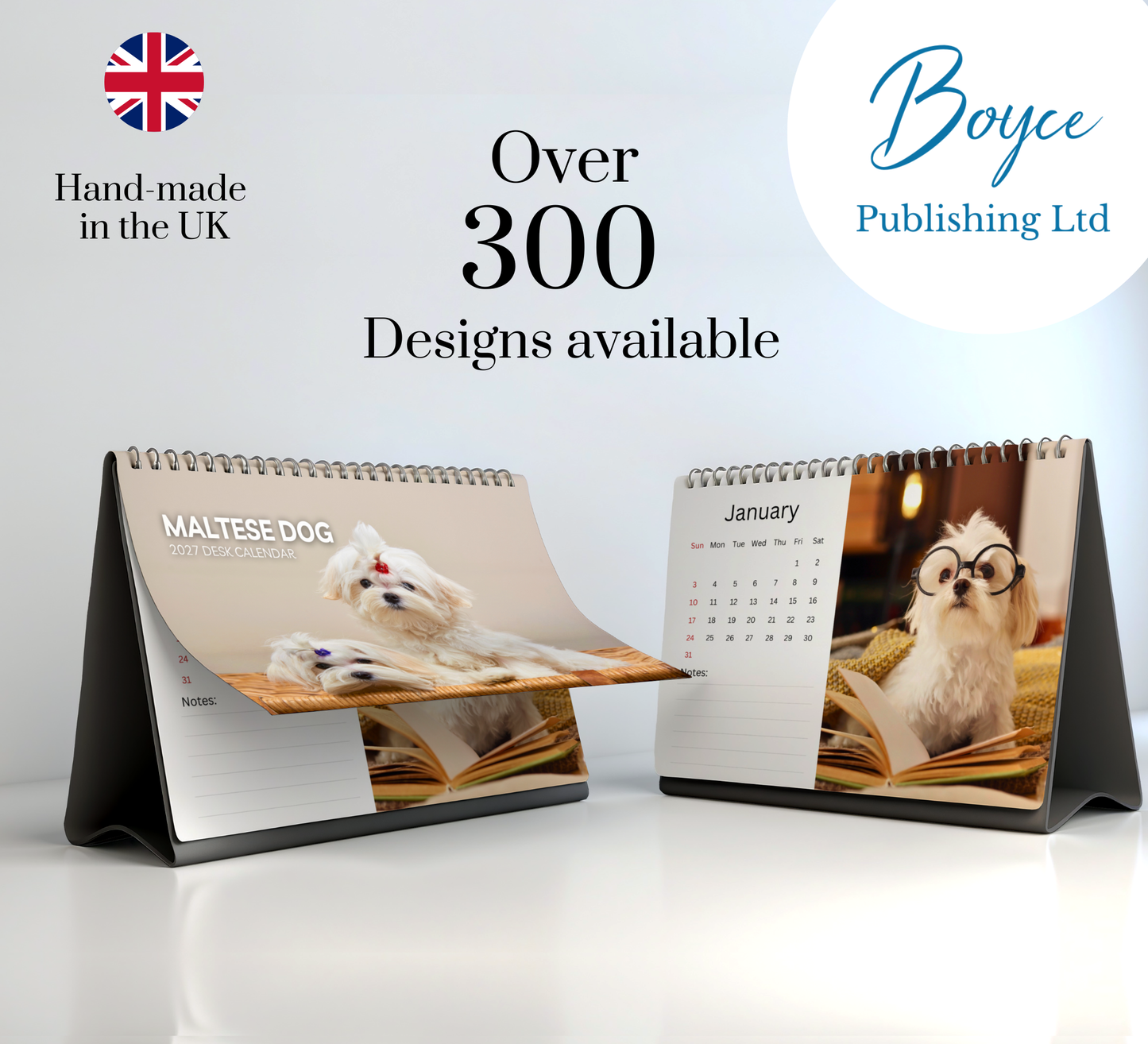 Maltese Dog Desk Calendar 2027-2028