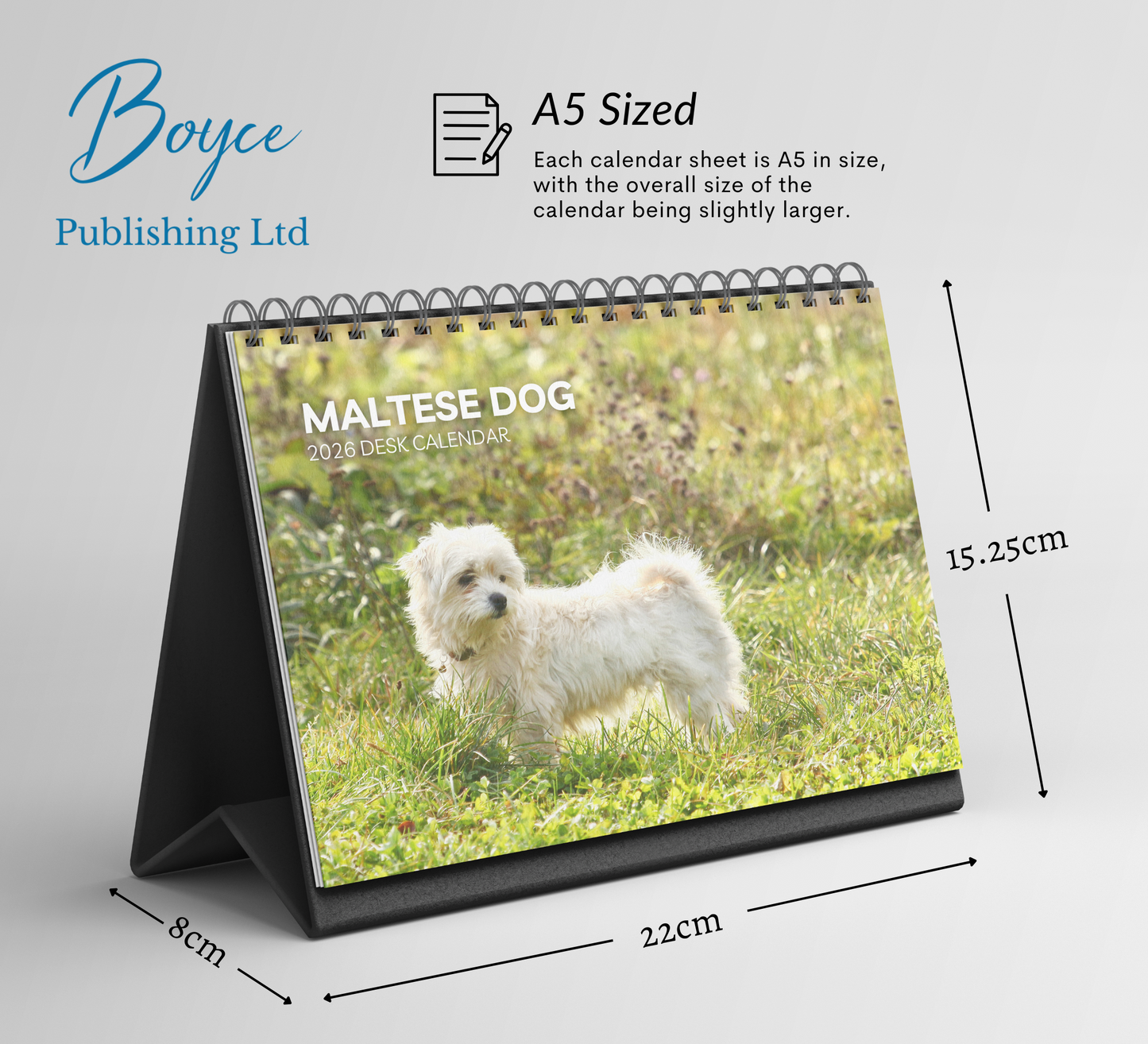 Maltese Dog Desk Calendar 2026-2027