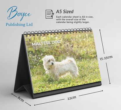 Maltese Dog Desk Calendar 2026-2027