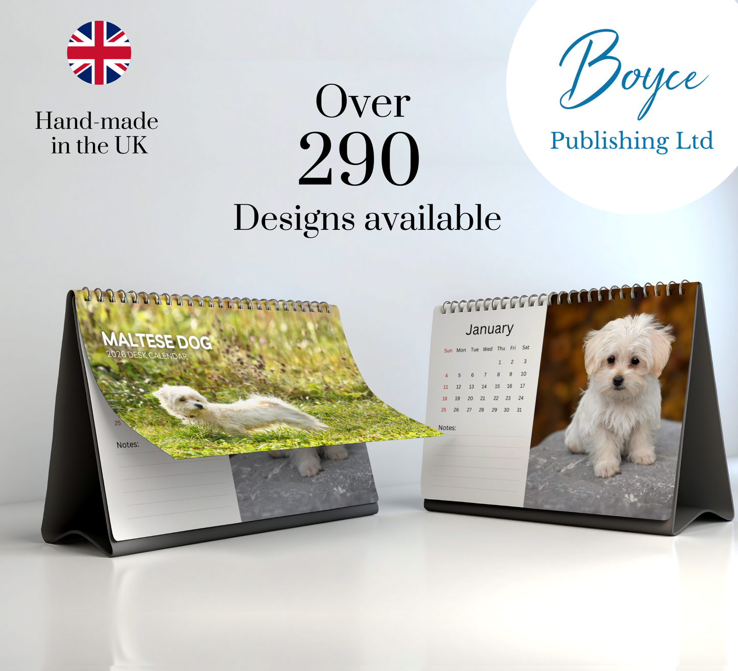 Maltese Dog Desk Calendar 2026-2027
