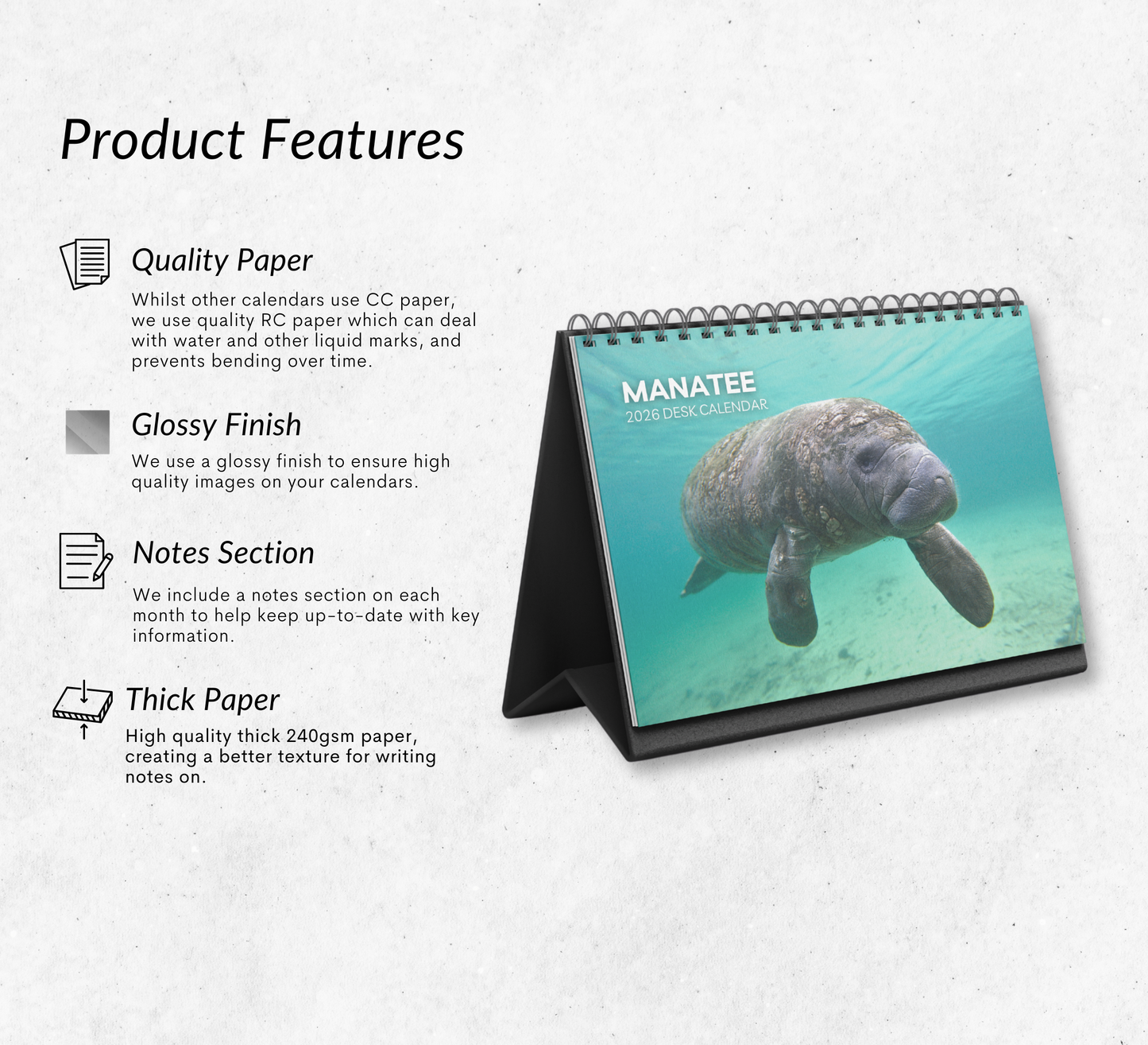 Manatee Desk Calendar 2026-2027