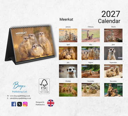 Meerkat Desk Calendar 2027-2028