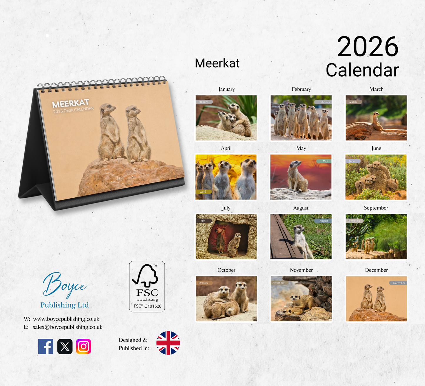 Meerkat Desk Calendar 2026-2027