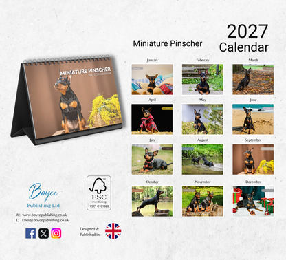 Miniature Pinscher Desk Calendar 2027-2028