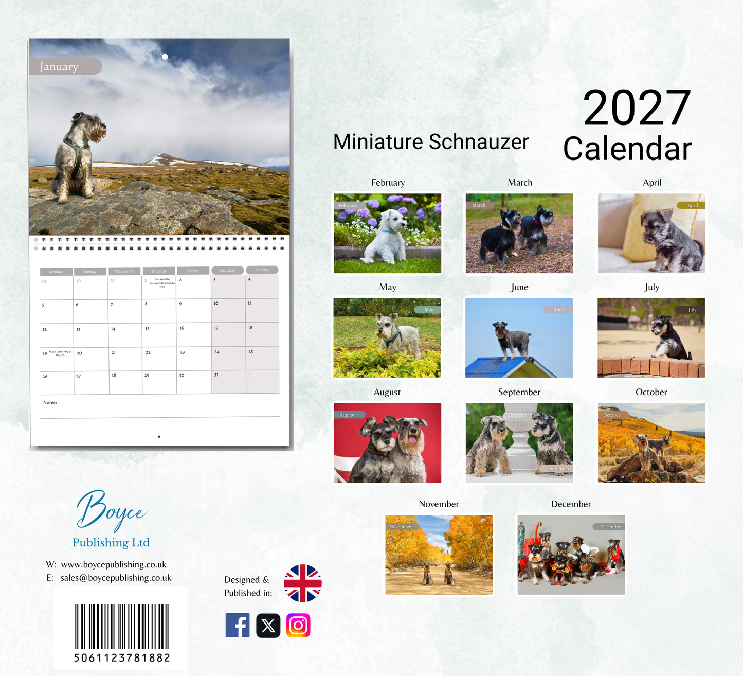 Miniature Schnauzer Calendar 2027
