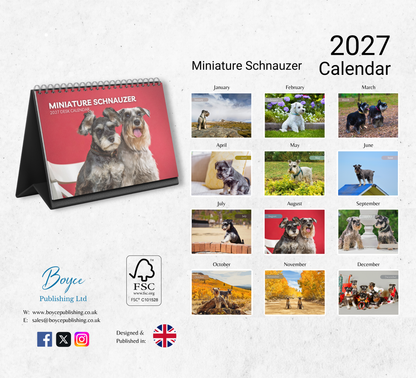 Miniature Schnauzer Desk Calendar 2027-2028