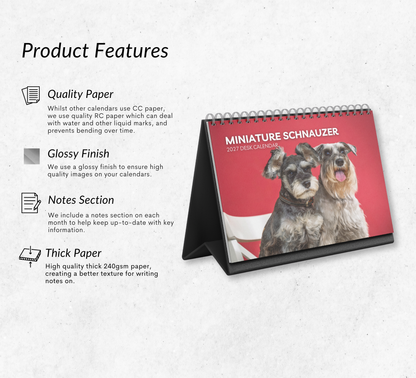 Miniature Schnauzer Desk Calendar 2027-2028