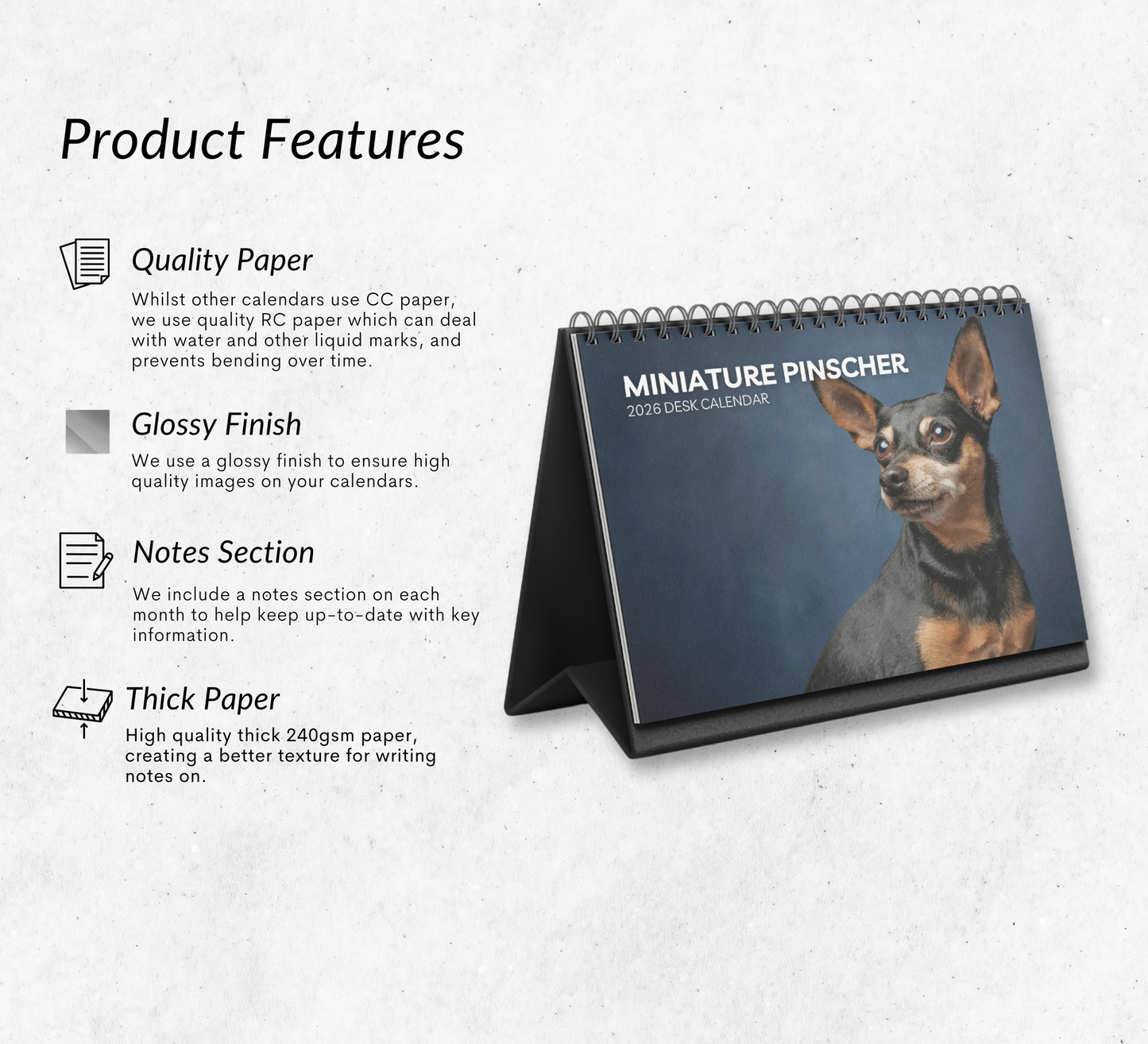 Miniature Pinscher Desk Calendar 2026-2027