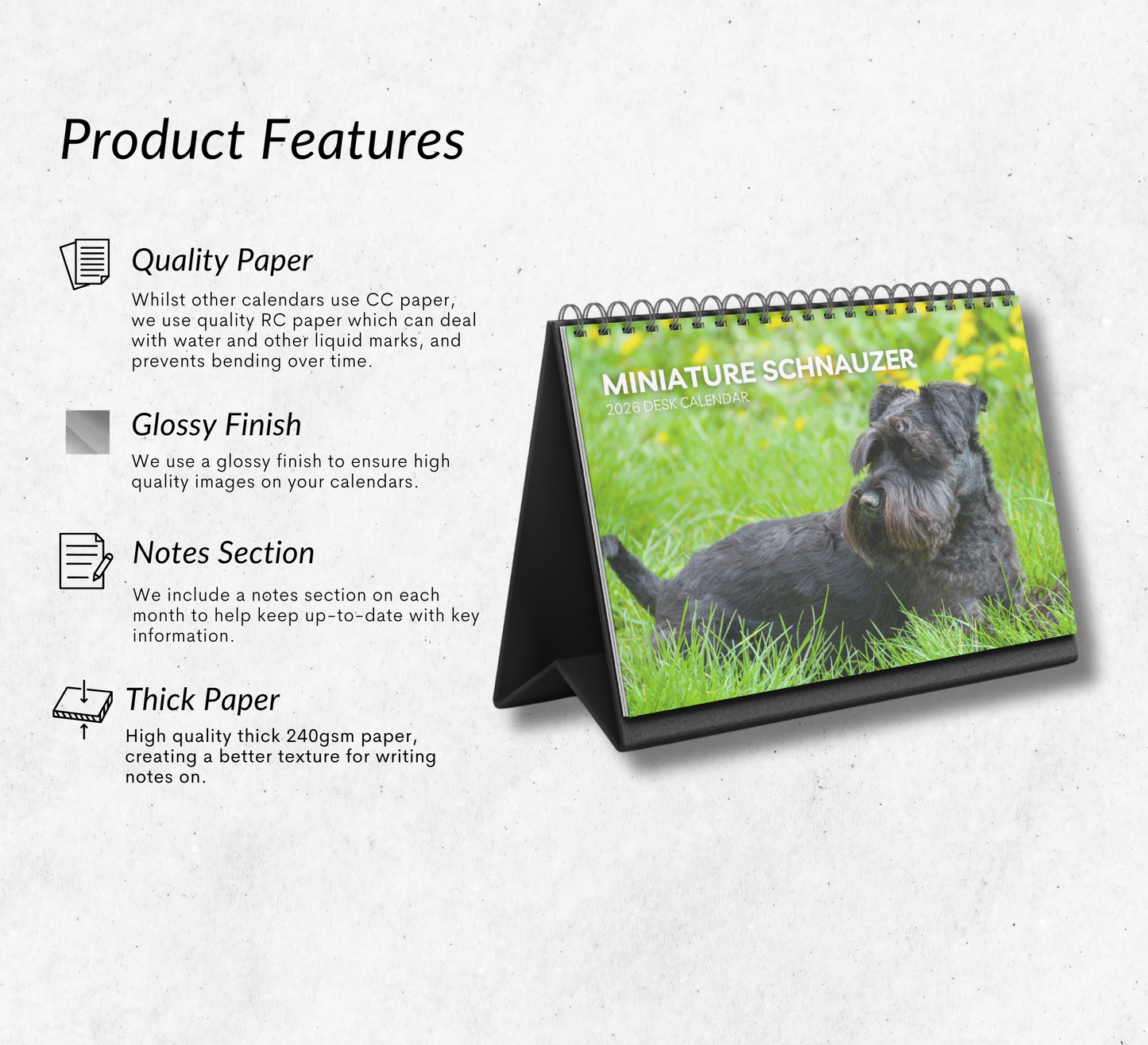 Miniature Schnauzer Desk Calendar 2026-2027