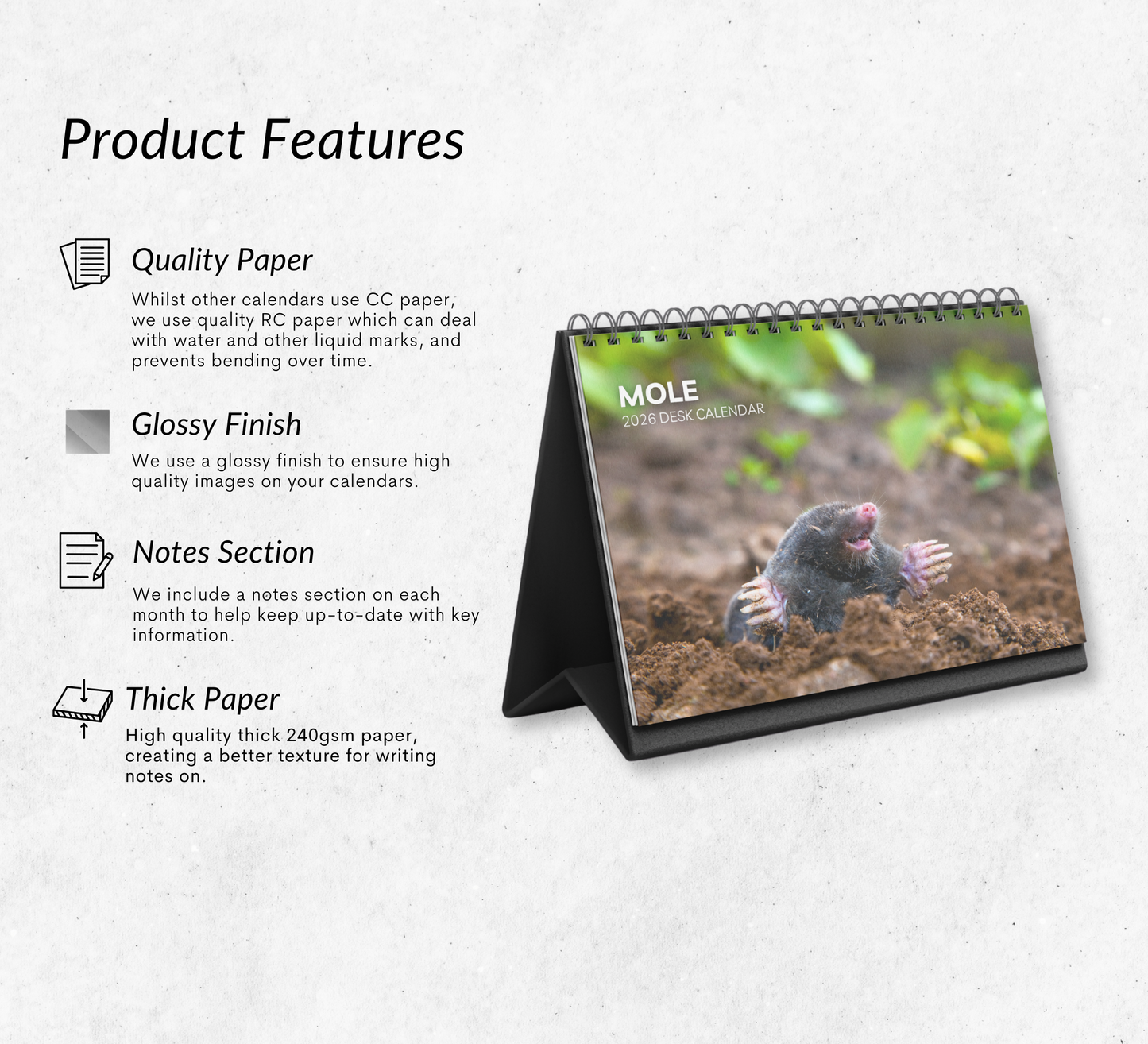 Mole Desk Calendar 2026-2027