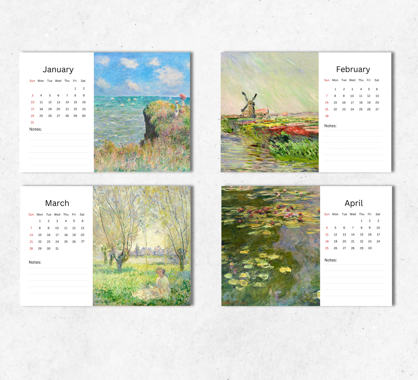 Monet Desk Calendar 2027-2028