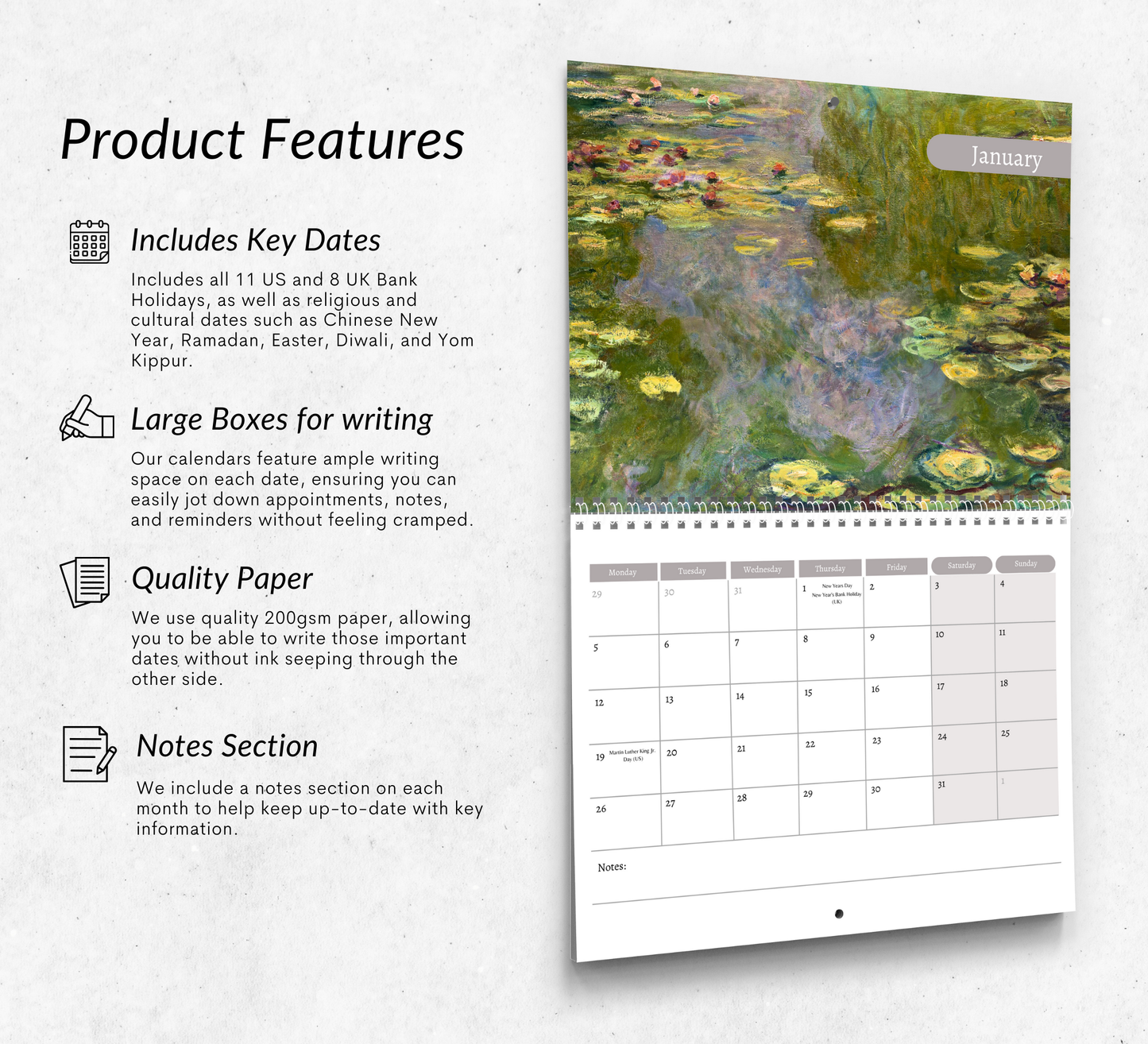 Monet Calendar 2026