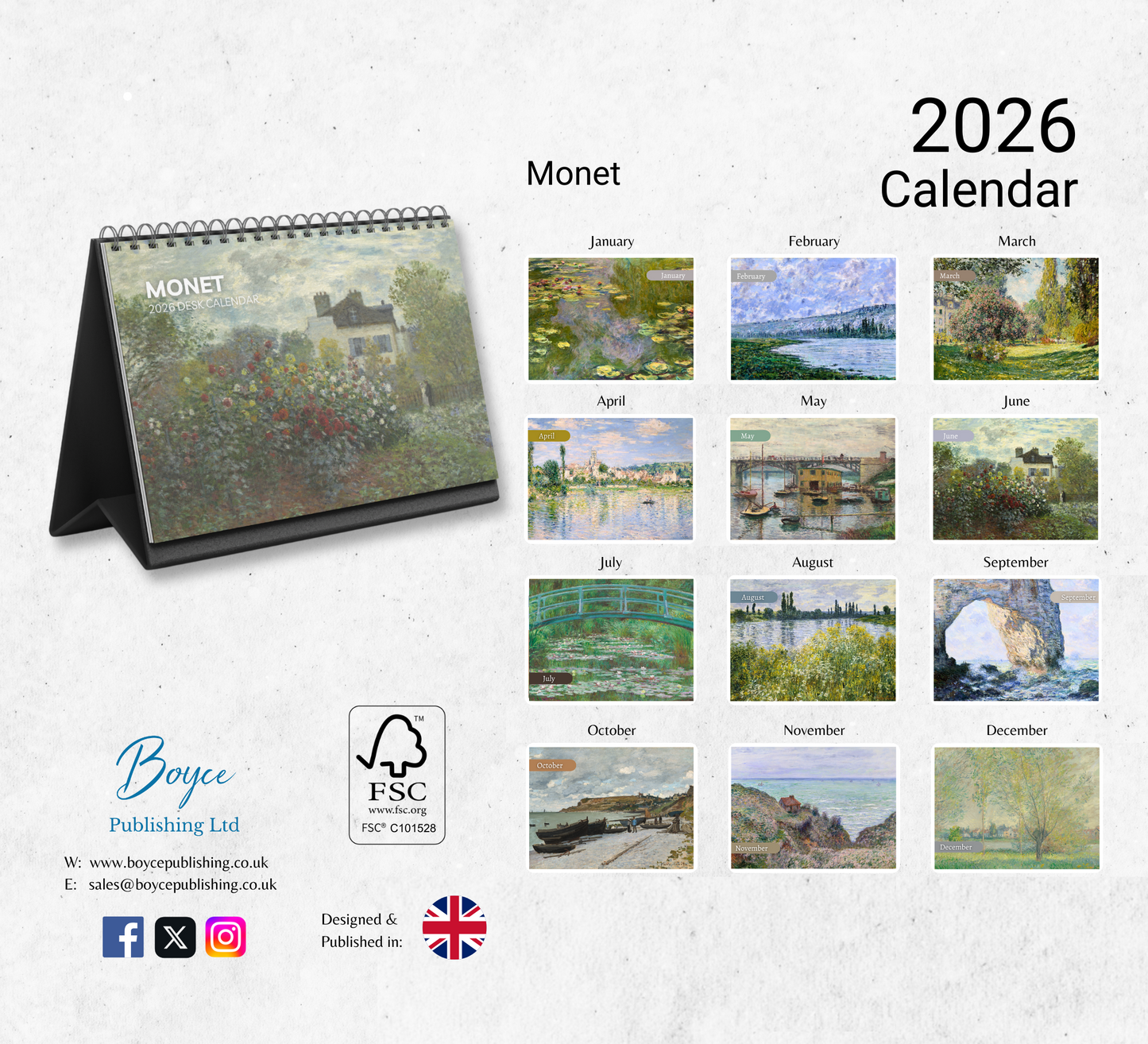 Monet Desk Calendar 2026-2027